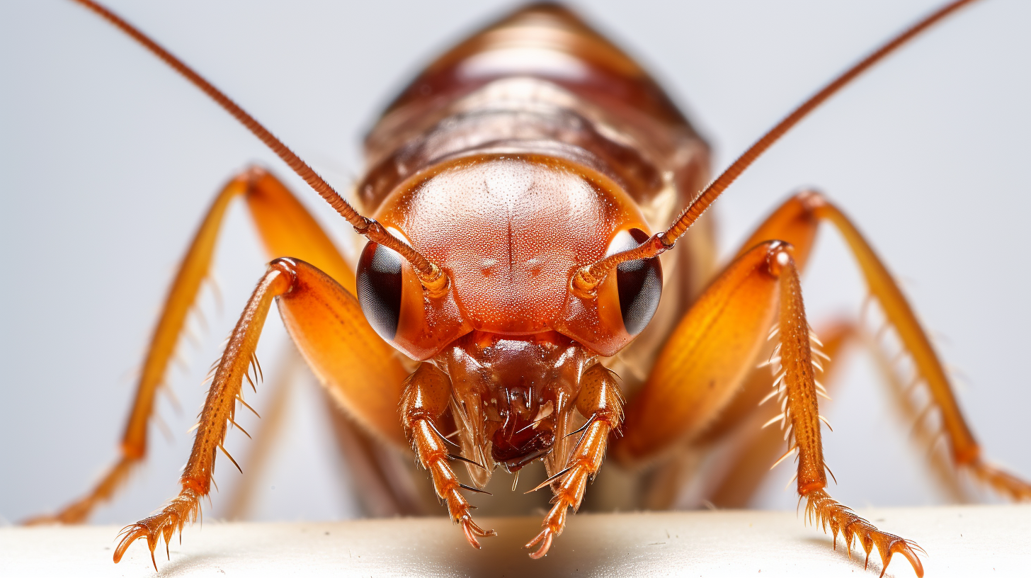 Close-up view of a German cockroach, focusing on its detailed features.