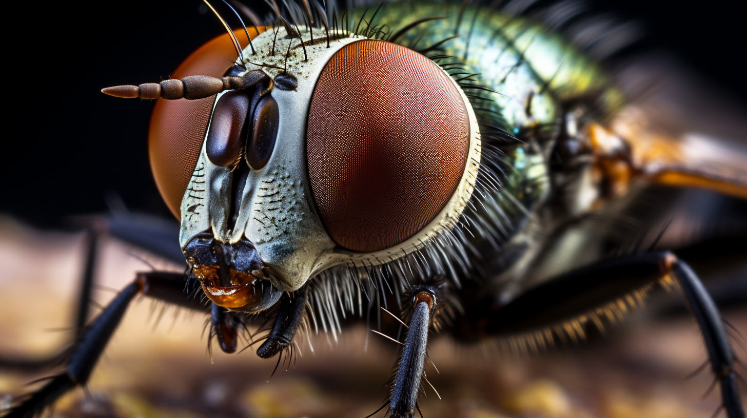 A Picture of a Fly and its physical features showed in a close up photo