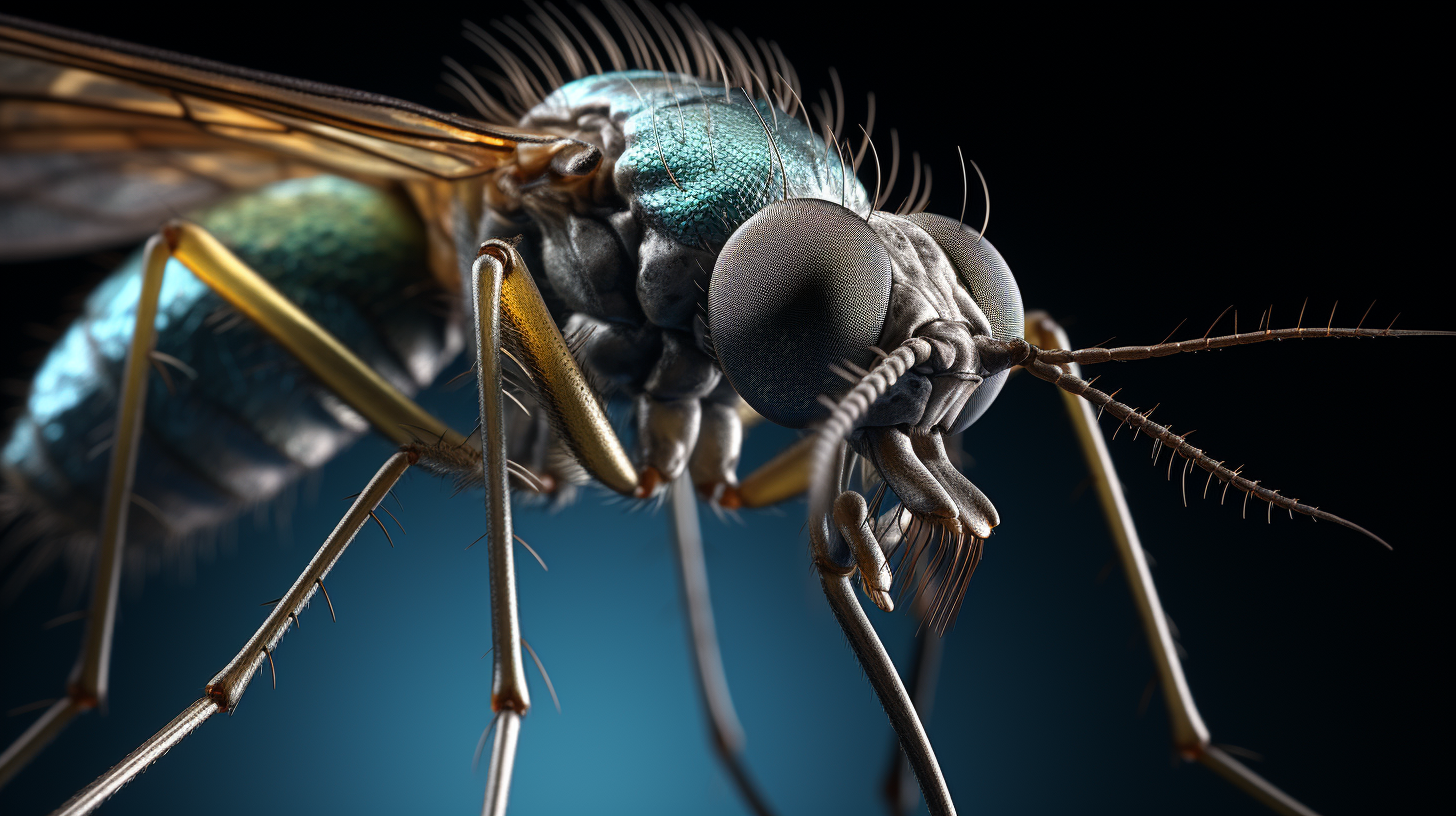 a highly detailed, close-up image of a mosquito.