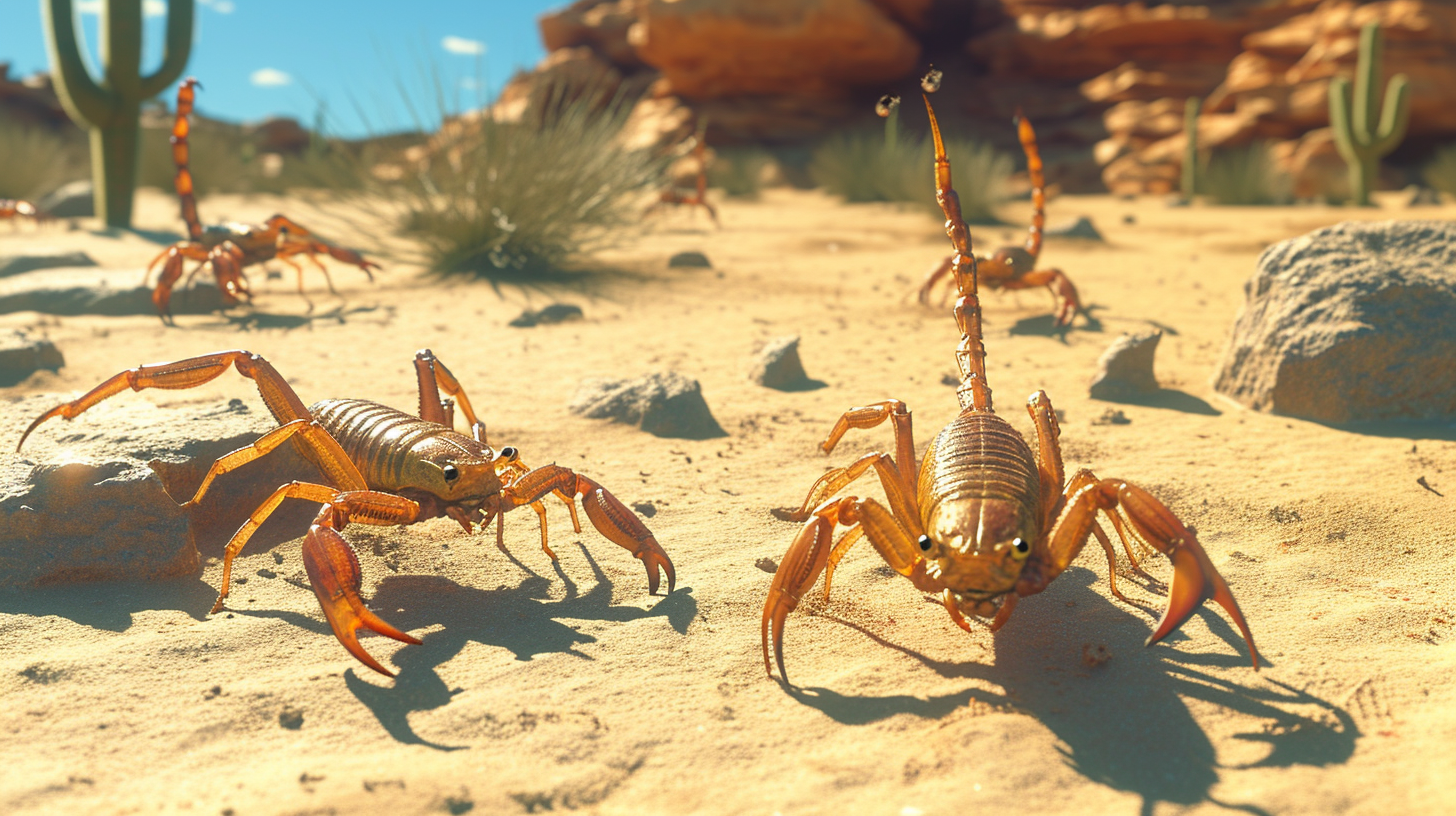 a pack of scorpions crawling around a desert in Utah