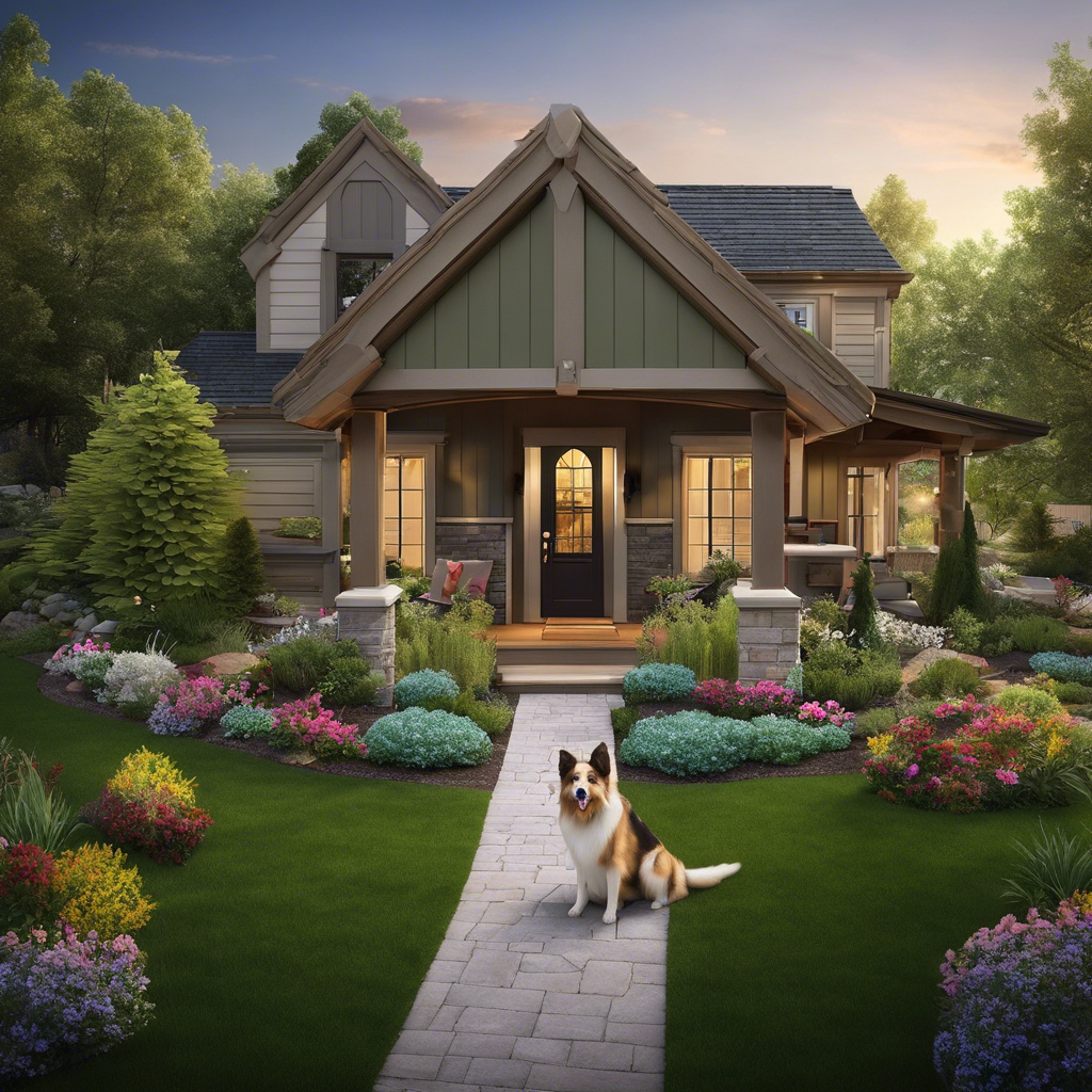 An image of a serene backyard oasis in Utah, complete with lush green grass, a cozy dog house, and a vigilant pet owner using natural ant repellents to ensure the safety of their furry friends